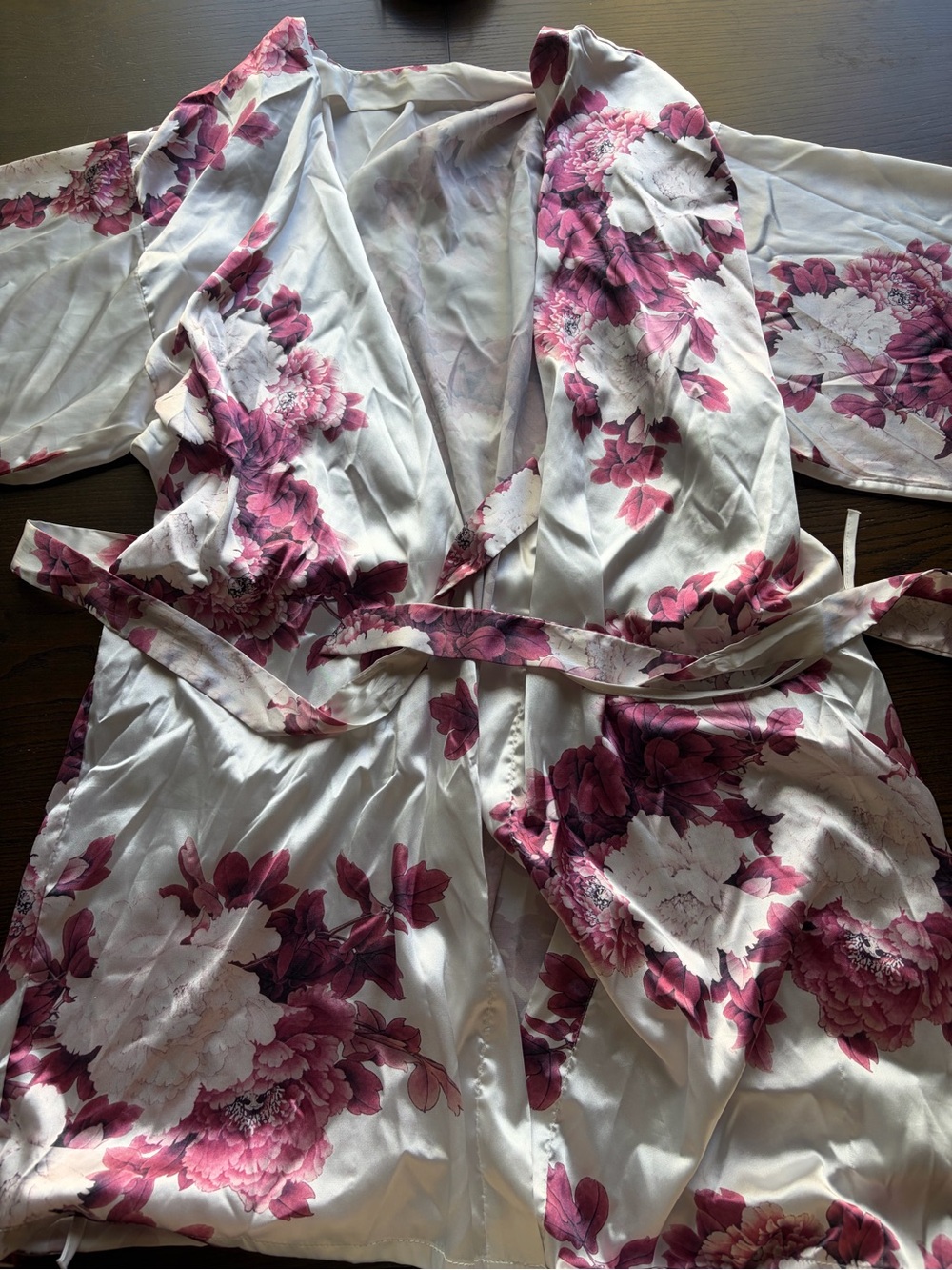 Floral Print Silky Bride Robe - Picture 3 of 6
